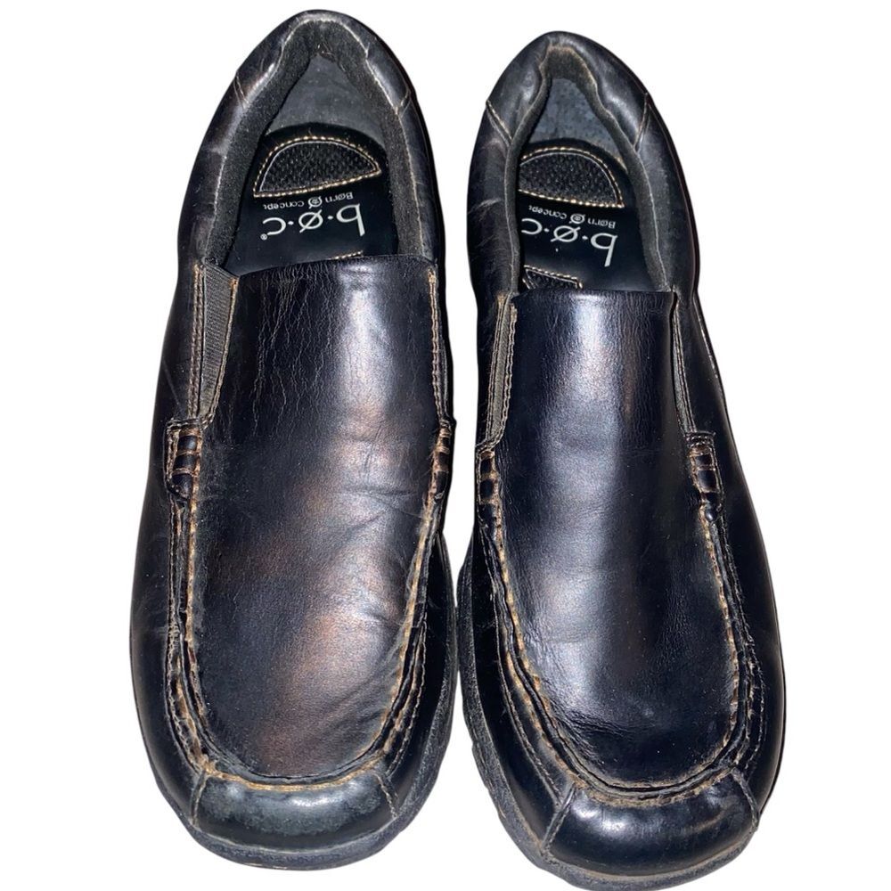 B.o.c men's black leather slip-on loafer / sneaker comfort shoe casual size 9.5